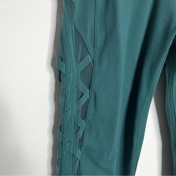 Lululemon Athletica Deep Green 27” Criss Cross Mesh Side High Times Leggings 6 - Picture 9 of 12